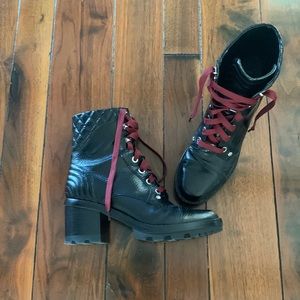 Marc Fisher Leather Combat Boots Healed Moto Boots Sz. 9